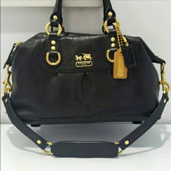 Authentic Coach Madison Black Leather Large Sabrina - Picture 1 of 7